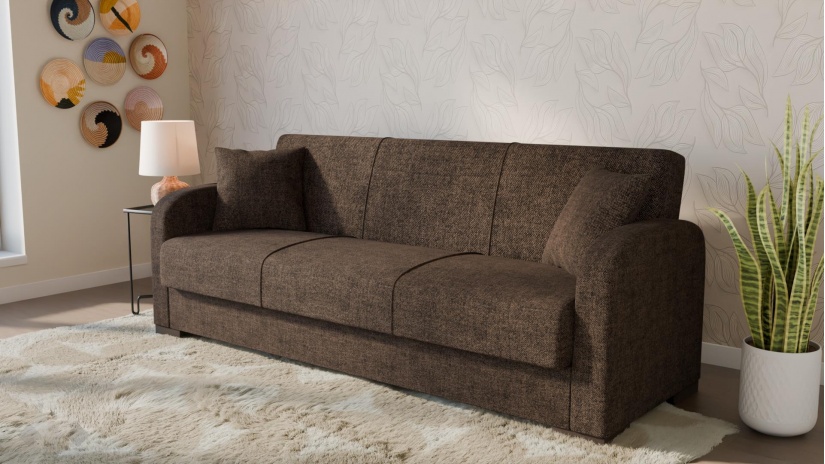 Диван Мартина триместни кафяв - изглед 1 - МебелМаг Диван Мартина триместни кафяв - изглед 1