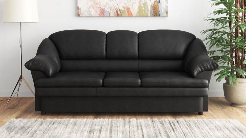 Диван Роси триместни черен - изглед 1 - МебелМаг Диван Роси триместни черен - изглед 1
