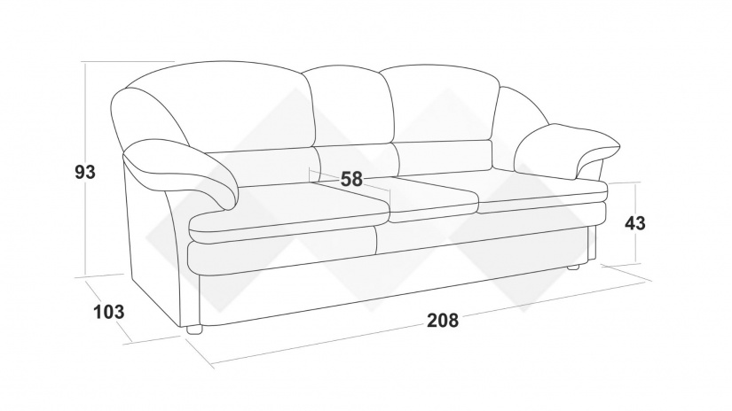 Диван Роси триместни черен - изглед 3 - МебелМаг Диван Роси триместни черен - изглед 3