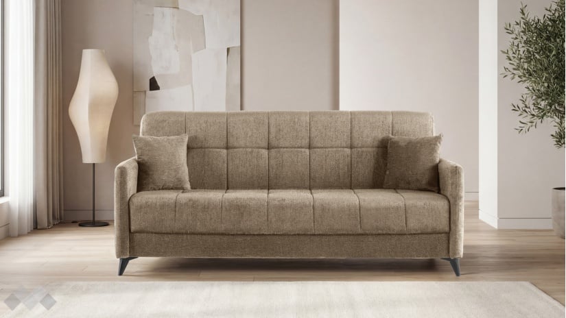 Диван Санти триместни кафяв - изглед 1 - МебелМаг Диван Санти триместни кафяв - изглед 1