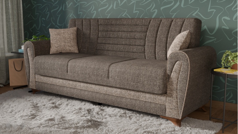 Диван Серен триместни кафяв - изглед 1 - МебелМаг Диван Серен триместни кафяв - изглед 1