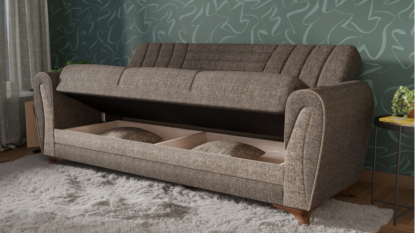 Диван Серен триместни кафяв - изглед 3 - МебелМаг Диван Серен триместни кафяв - изглед 3