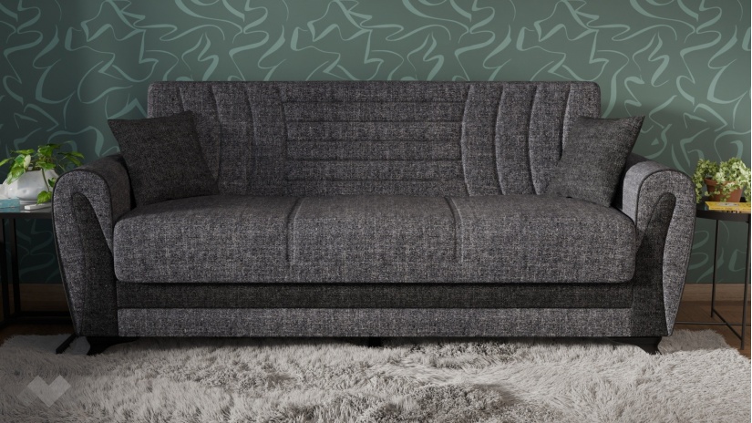 Диван Серен триместни сив - изглед 2 - МебелМаг Диван Серен триместни сив - изглед 2