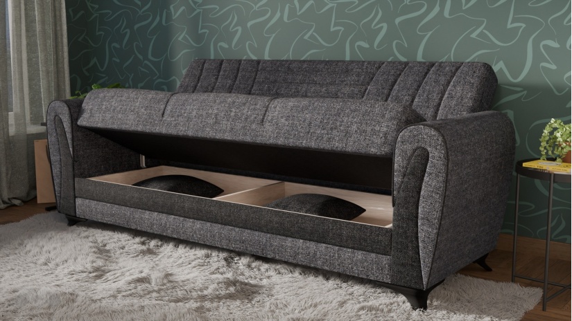 Диван Серен триместни сив - изглед 3 - МебелМаг Диван Серен триместни сив - изглед 3