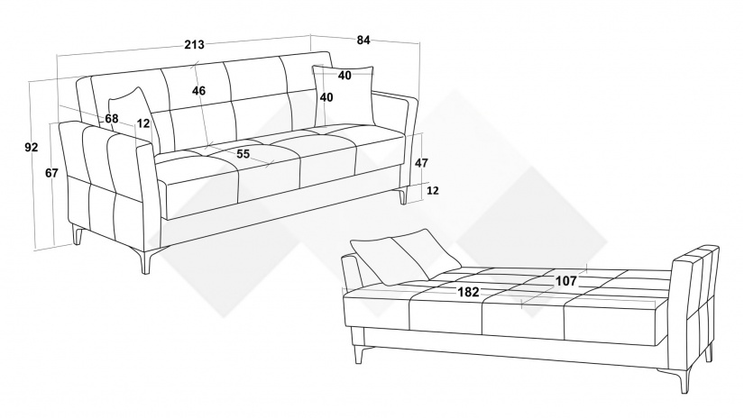 Диван Танго триместни кафяв - изглед 6