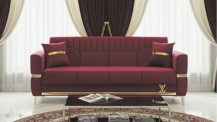 Диван Верино триместни червен - изглед 2