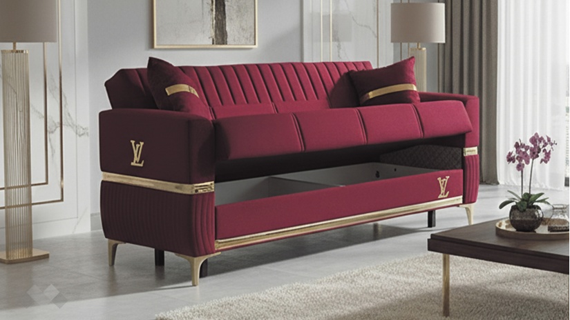 Диван Верино триместни червен - изглед 3