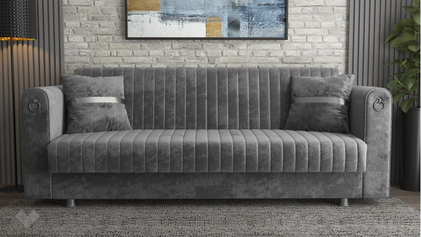 Диван Ваяна триместни сив - изглед 1