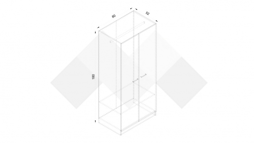Гардероб Арго двукрилни бял фладер - изглед 3