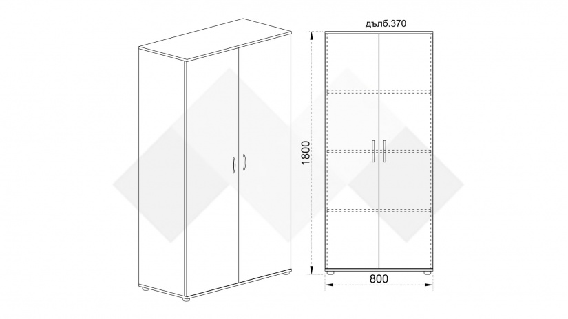 Гардероб Лизи двукрилни сонома арвен - изглед 2 - МебелМаг Гардероб Лизи двукрилни сонома арвен - изглед 2