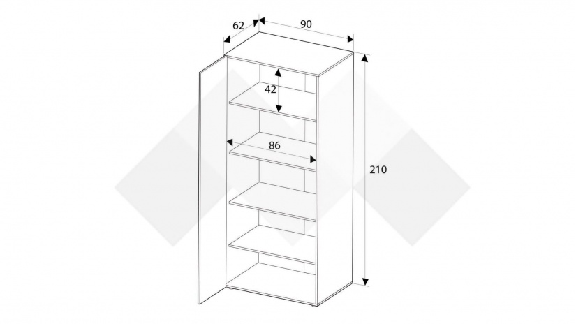 Гардероб Огняна двукрилни орех осло - изглед 3