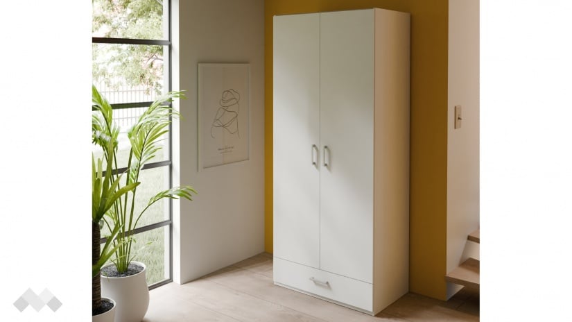 Гардероб Беатрис двукрилни бял - изглед 1 - МебелМаг Гардероб Беатрис двукрилни бял - изглед 1