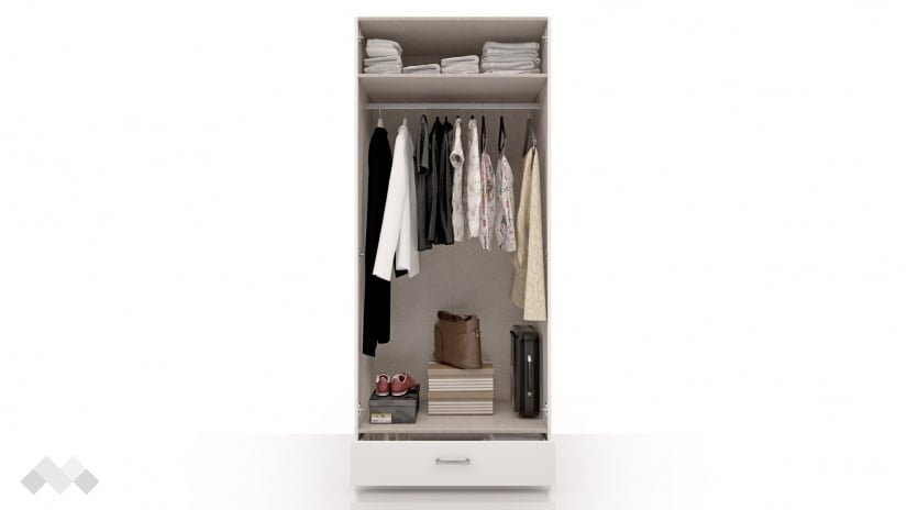 Гардероб Беатрис двукрилни бял - изглед 2 - МебелМаг Гардероб Беатрис двукрилни бял - изглед 2
