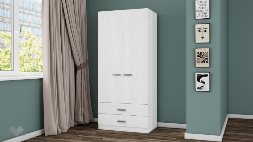 Гардероб Арго двукрилни бял фладер - изглед 1