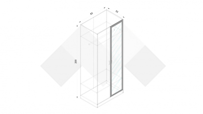 Гардероб Спирит двукрилни малта с антрацит - изглед 3