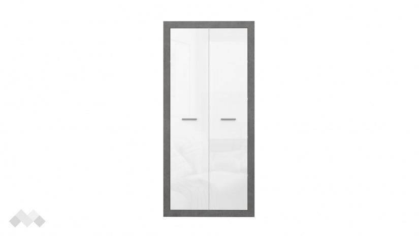 Гардероб Требия двукрилни сив с бял гланц - изглед 2