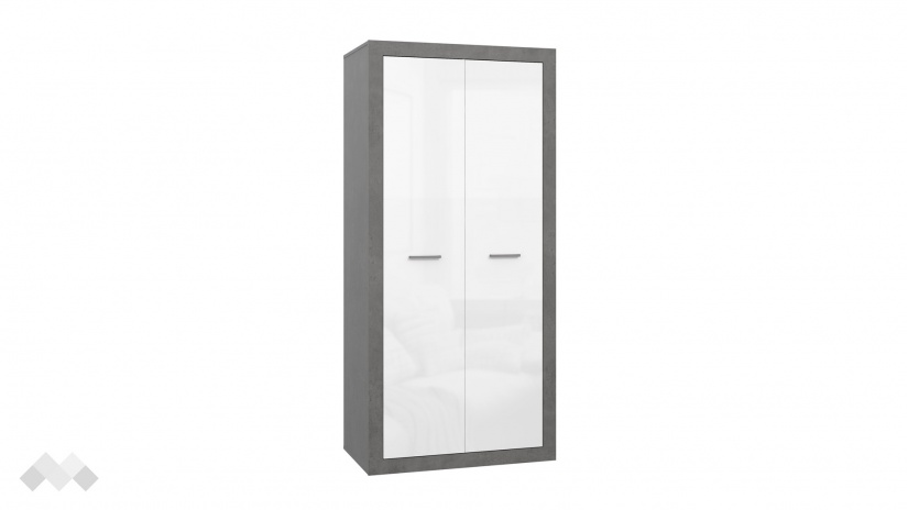 Гардероб Требия двукрилни сив с бял гланц - изглед 3