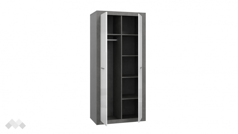 Гардероб Требия двукрилни сив с бял гланц - изглед 5