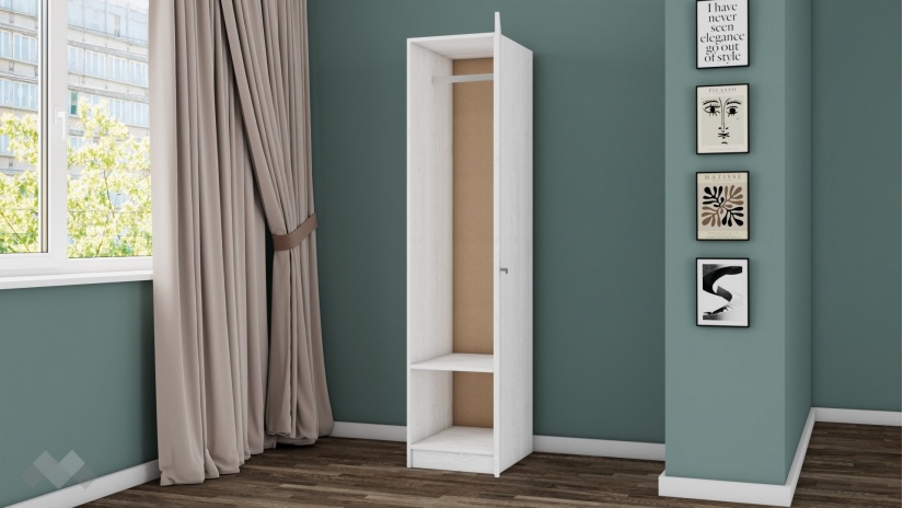 Гардероб Арго еднокрилни бял фладер - изглед 2