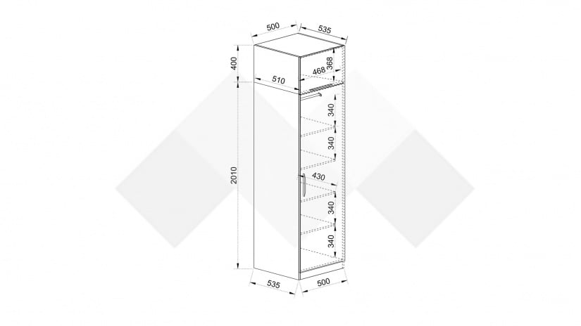 Гардероб Наоми еднокрилни дъб дилън тъмен - изглед 4