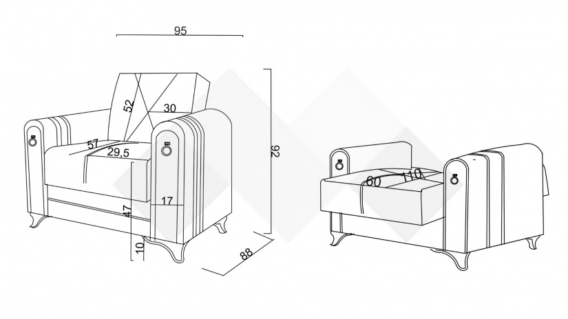 Фотьойл Клара бордо - изглед 4