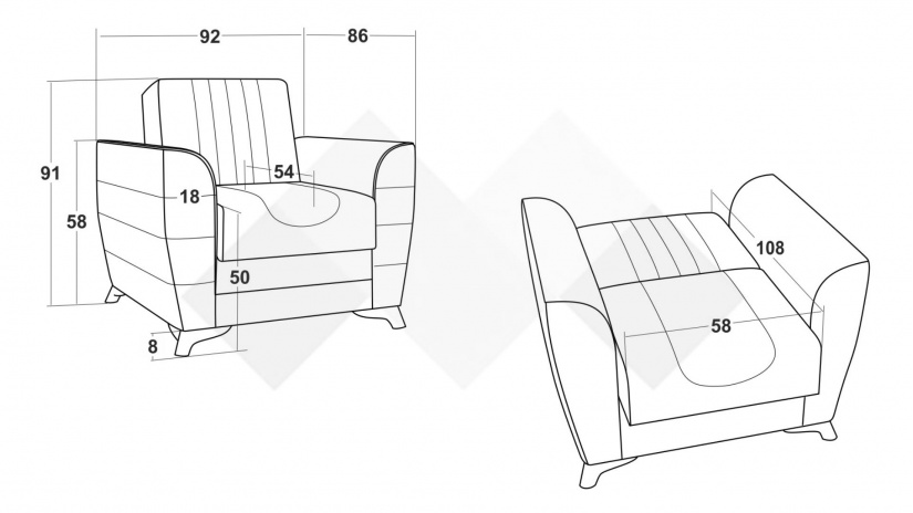 Разтегателен фотьойл Ялта кафяв с бежово - изглед 5