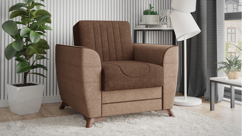 Разтегателен фотьойл Ялта кафяв с бежово - изглед 1