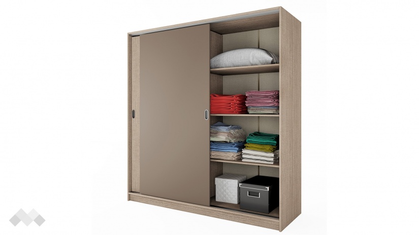 Гардероб Глендейл с плъзгащи врати мока с лате - изглед 3