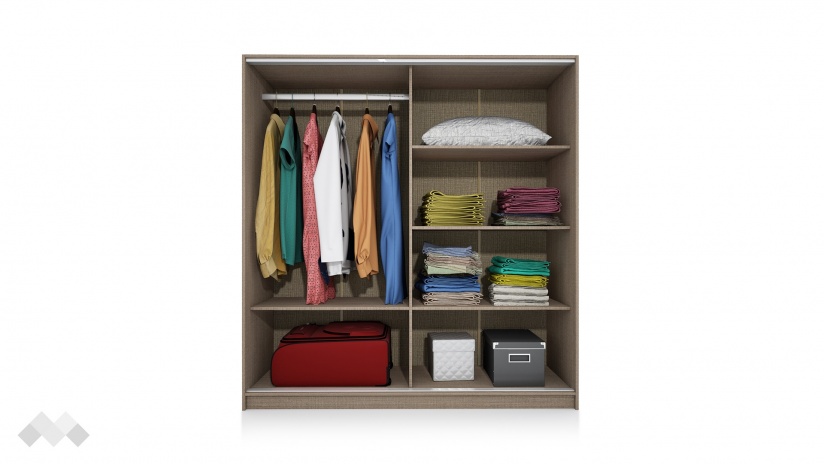 Гардероб Глендейл с плъзгащи врати мока с лате - изглед 7