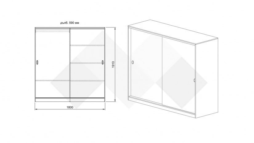 Гардероб Глендейл с плъзгащи врати сонома арвен с бял гланц - изглед 4