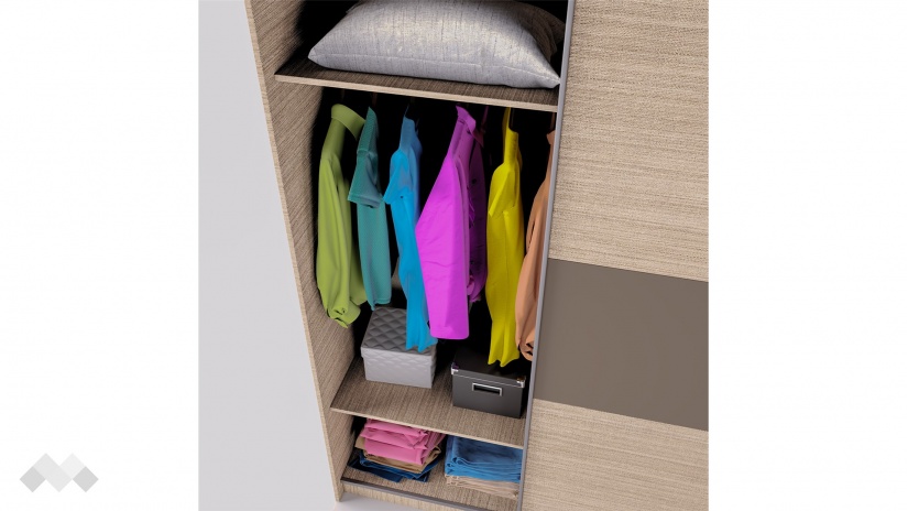 Гардероб Хартфорт с плъзгащи врати мока с лате - изглед 4 - МебелМаг Гардероб Хартфорт с плъзгащи врати мока с лате - изглед 4