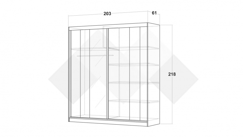 Гардероб Хелиос с плъзгащи врати дъб стокхолм с бяло гладко - изглед 4 - МебелМаг Гардероб Хелиос с плъзгащи врати дъб стокхолм с бяло гладко - изглед 4