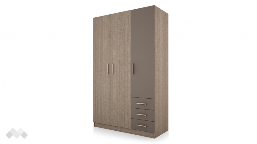 Гардероб Калия трикрилни мока с лате - изглед 1 - МебелМаг Гардероб Калия трикрилни мока с лате - изглед 1