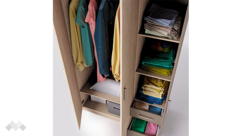 Гардероб Калия трикрилни мока с лате - изглед 5 - МебелМаг Гардероб Калия трикрилни мока с лате - изглед 5