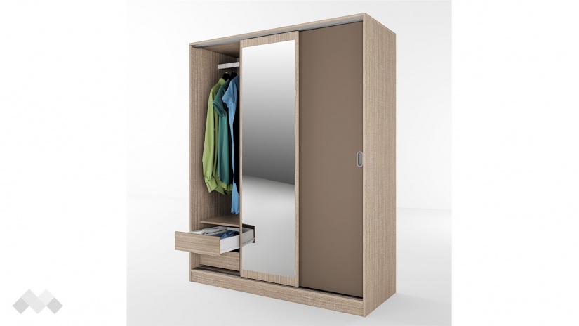 Гардероб Ричмънд с плъзгащи врати мока с лате - изглед 4