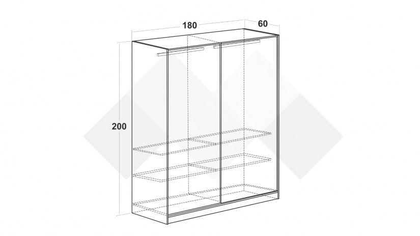 Гардероб с плъзгащи врати Арго с плъзгащи врати бял фладер - изглед 4