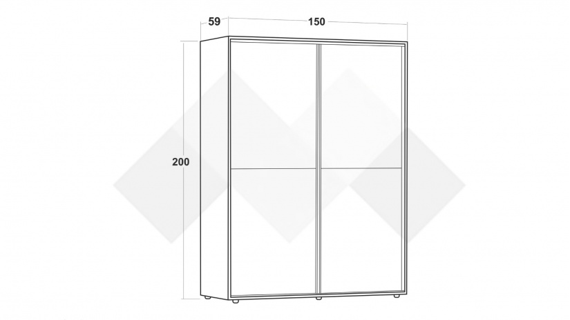 Гардероб Галати с плъзгащи врати дъб вотан светъл с антрацит - изглед 3 - МебелМаг Гардероб Галати с плъзгащи врати дъб вотан светъл с антрацит - изглед 3