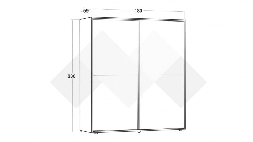 Гардероб Галати с плъзгащи врати дъб вотан светъл с антрацит - изглед 3