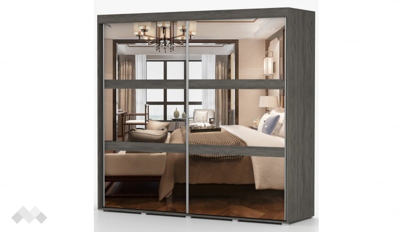 Гардероб Латте с плъзгащи врати тъмен норвежки бор - изглед 3