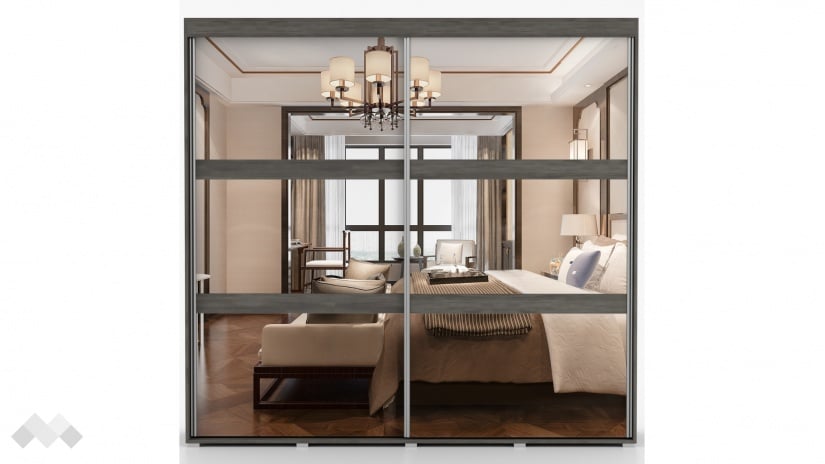 Гардероб Латте с плъзгащи врати тъмен норвежки бор - изглед 1