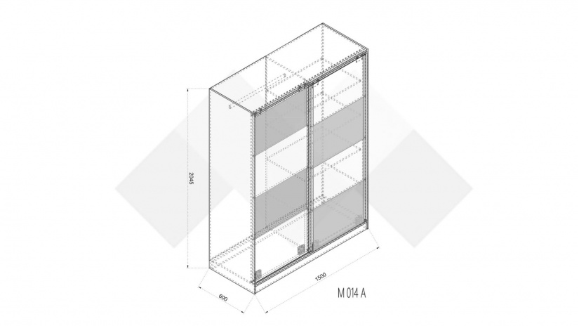 Гардероб Селтик с плъзгащи врати келтски дъб със светло сиво - изглед 4 - МебелМаг Гардероб Селтик с плъзгащи врати келтски дъб със светло сиво - изглед 4