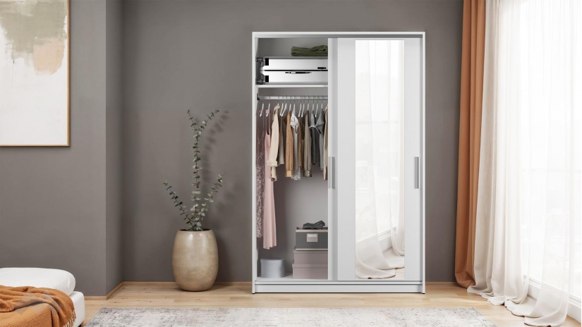 Гардероб Трендлайн с плъзгащи врати бяло гладко - изглед 4 - МебелМаг Гардероб Трендлайн с плъзгащи врати бяло гладко - изглед 4