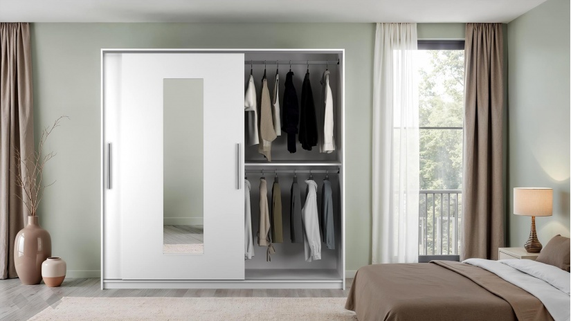 Гардероб Трендлайн с плъзгащи врати бяло гладко - изглед 4