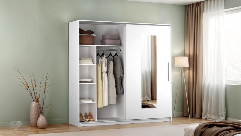 Гардероб Трендлайн с плъзгащи врати бяло гладко - изглед 3