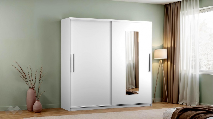 Гардероб Трендлайн с плъзгащи врати бяло гладко - изглед 1