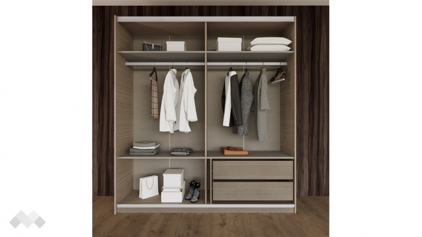 Гардероб Захир с плъзгащи врати мока с лате - изглед 2