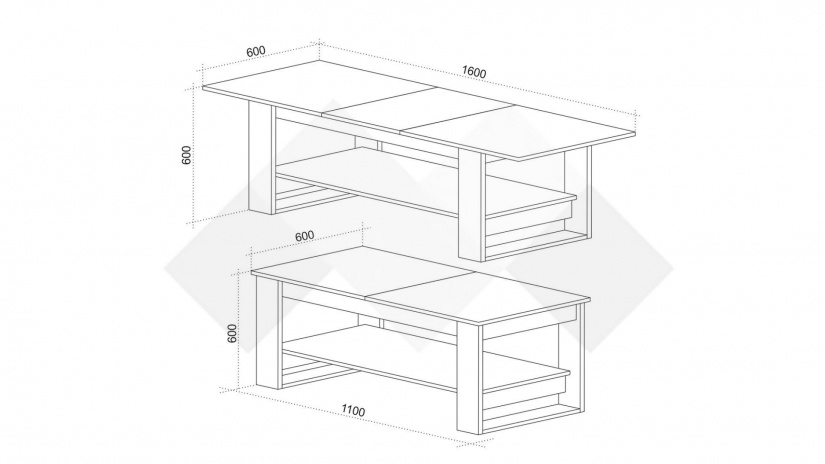 Холна маса Денвър разтегателни дъб евок с бял гланц - изглед 3