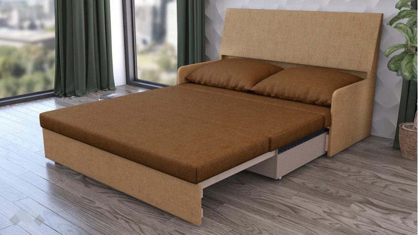 Диван Мерлона двуместни кафяв с бежово - изглед 4