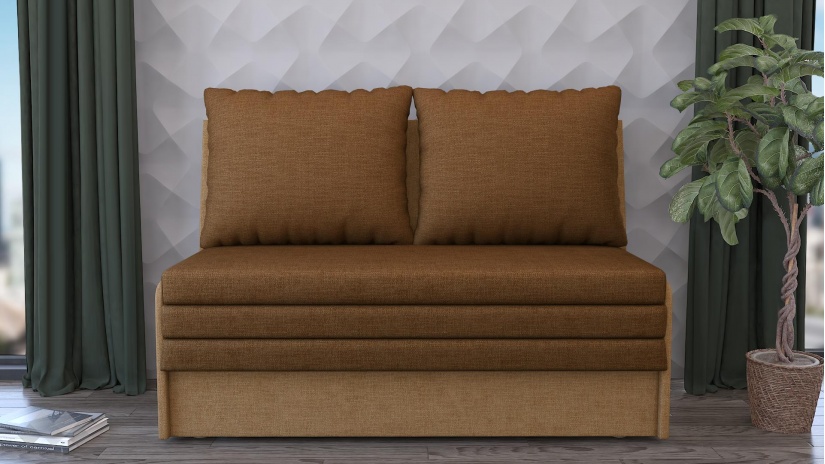 Диван Мерлона двуместни кафяв с бежово - изглед 2