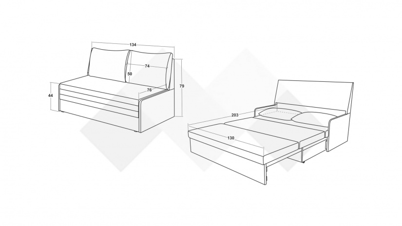 Диван Мерлона двуместни кафяв с бежово - изглед 5